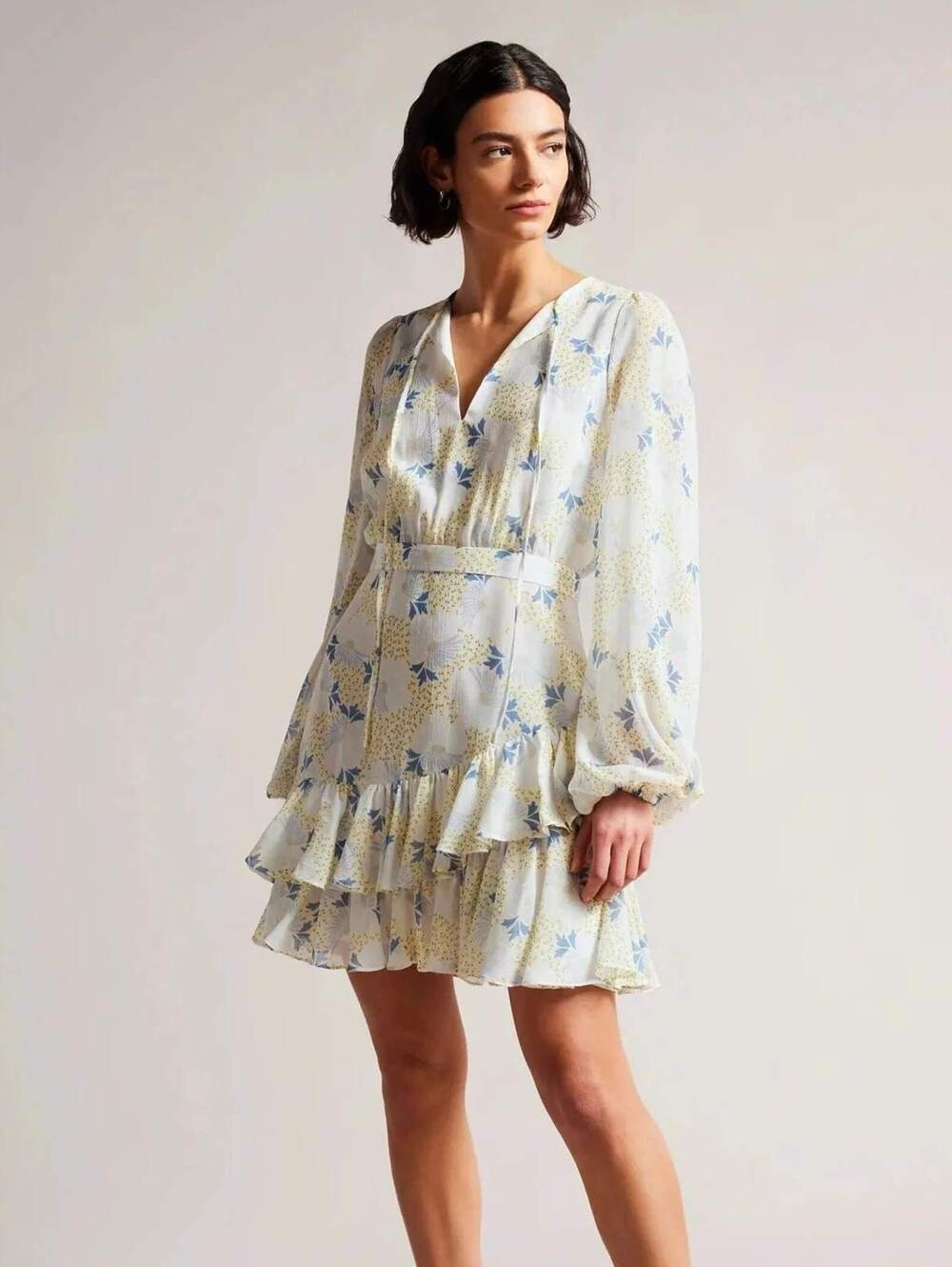 Ted Baker Suziiee Waisted Mini Dress With Asymmetric Ruffles - 5 (12)EUC